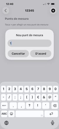 Introduir la referència del punt de mesura